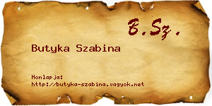Butyka Szabina névjegykártya